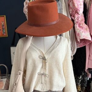 Anthropologie Rust and Coral Hat